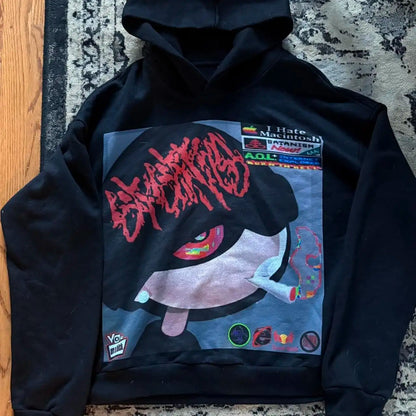 Sweats à capuche Droland Miller Scare Y2k Femme Gothique Punk Streetwear Grunge Haut Sweat-shirt Surdimensionné Harajuku Hip Hop Vêtements