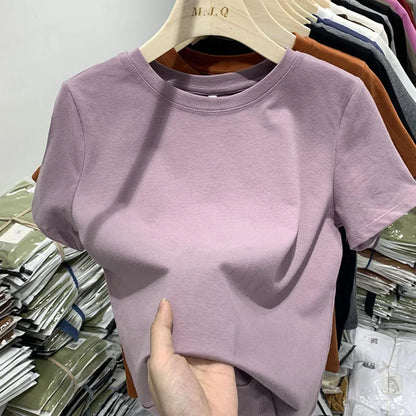 Femmes T-shirt Filles T-shirt Vêtements Femme Hauts T-shirt Femme Manches Courtes Printemps Tee Sexy Y2k Top Blanc