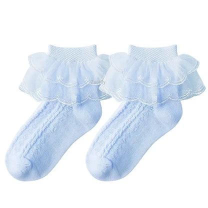 2-9Y Baby Spring Lace Ruffle Socks Children Cotton Autumn Girls Dance Socks Cute Toddler Socks Princess Style Baby Accessories