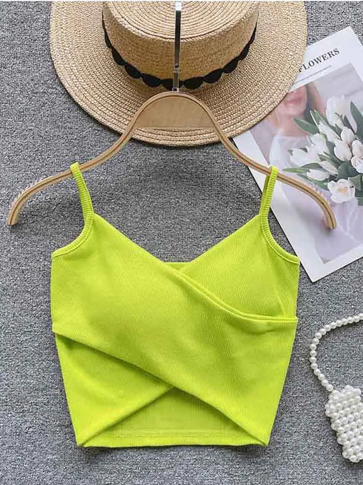 Débardeur Femme Élégant Chic et Mince, Camisole de Sport Décontractée Irrégulière, Bretelles, Couleur Unie, Tendance 2023 Y2K