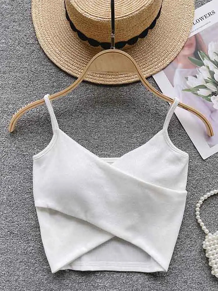 Débardeur Femme Élégant Chic et Mince, Camisole de Sport Décontractée Irrégulière, Bretelles, Couleur Unie, Tendance 2023 Y2K