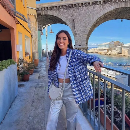 Veste en coton imprimé, style ethnique décontracté, ample, pour femme, collection automne-hiver, styles européen et américain