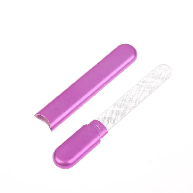 Portable Crystal Glass Nail File with Protective Case, Professional Nail Buffer for Natural & Acrylic Nails