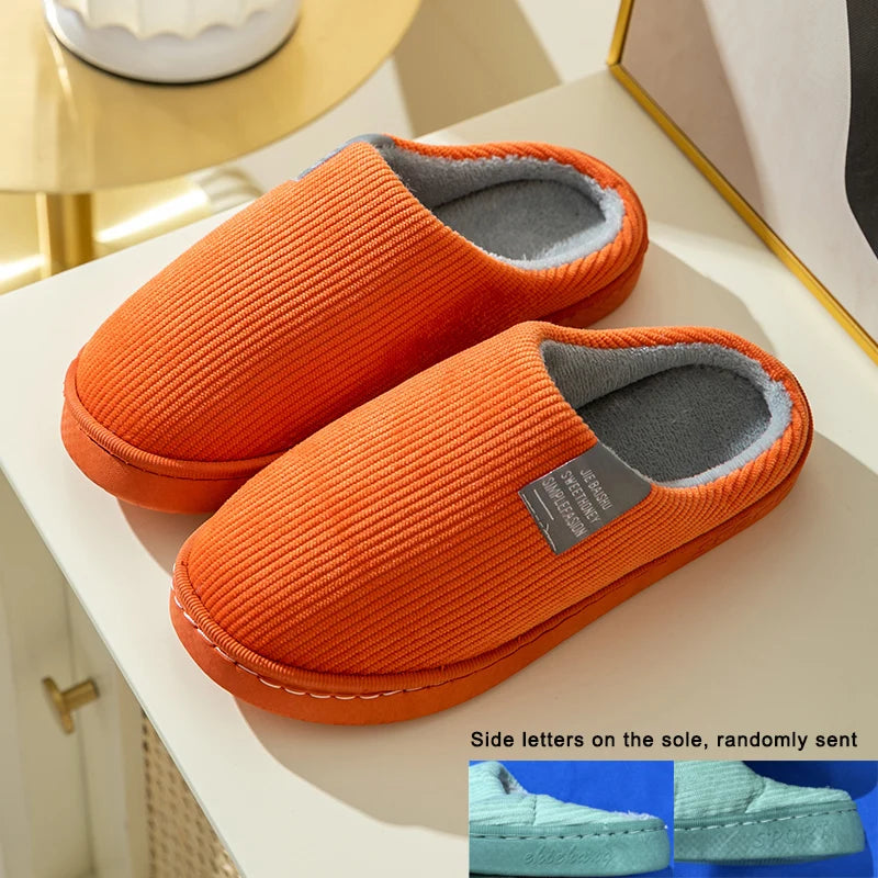 Thick Sole Home Indoor Outside Men And Women Couples Winter Household Warm Fluffy Slippers High Heels Plush Cotton Shoes Ladies