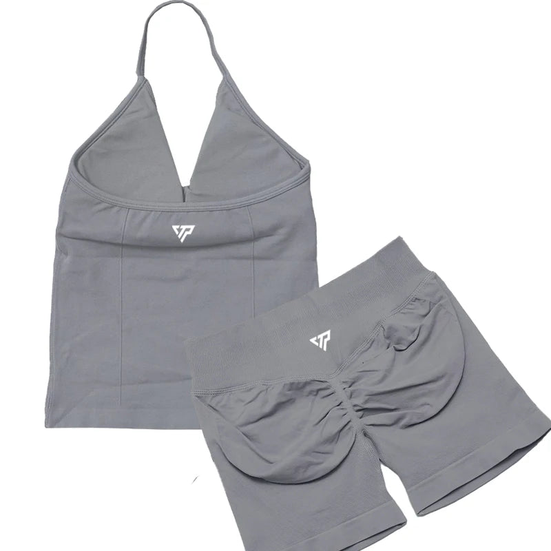 Ensembles 2 pièces Keep That Pump short haut tenues femme ensembles de yoga ensembles de sport soutien-gorge sans couture de haute qualité à lacets ensembles de sport anti-rayures