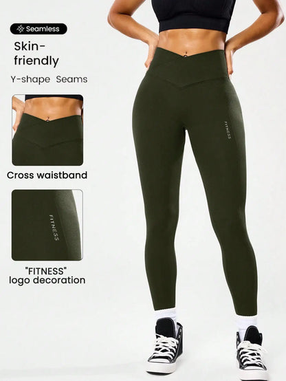 Legging de sport taille haute gainant pour femme, effet push-up, respirant, séchage rapide, avec découpe en V au dos