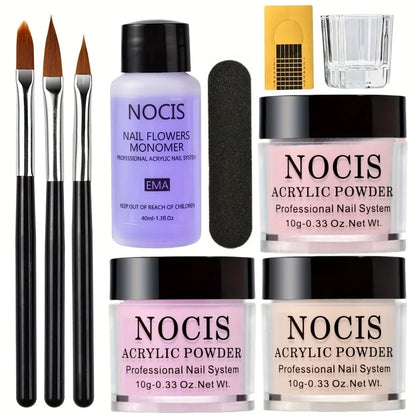 Nail Acrylic Powder and Liquid Monomer Nails Art Decoration For Manicure Set Kit Crystal Nail Glitter 3D Nail Tips Carving Tools