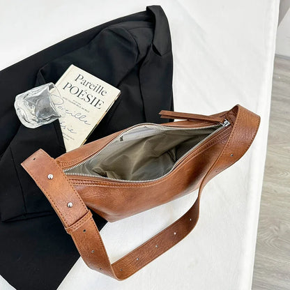 Small Designer Women's Black Bag Simple Retro Crossbody Bags Luxury Pu Leather Female Handbags Pure Color Bucket Shoulder Bags