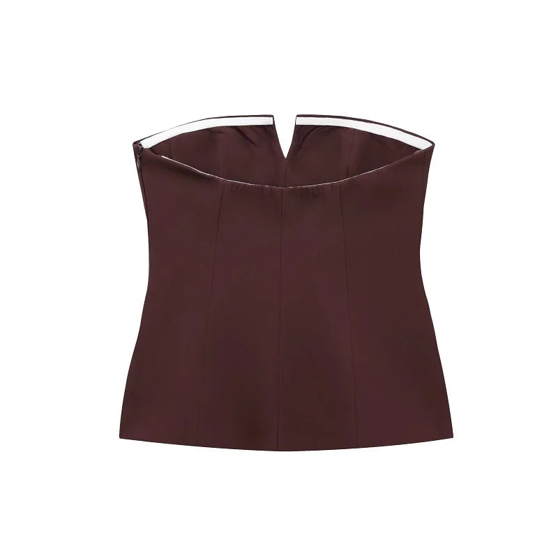 MUJER off Shoulder Tube Top Women Sexy Strapless Crop Top Woman Fashion Backless Short Tops for Women Spring Bustier Vest Top