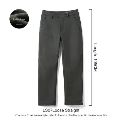 SIMWOOD 2026 Autumn New Loose Straight Soft Shell 300gsm Warm Fleece Lined Pants Casual Plus Size Outdoor Trousers