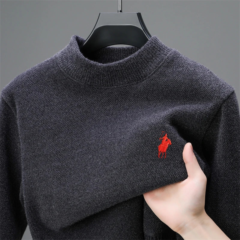 Luxury brand embroidered sweater men designer new round neck casual top winter plush thick warm knit pullover fashion men's wear