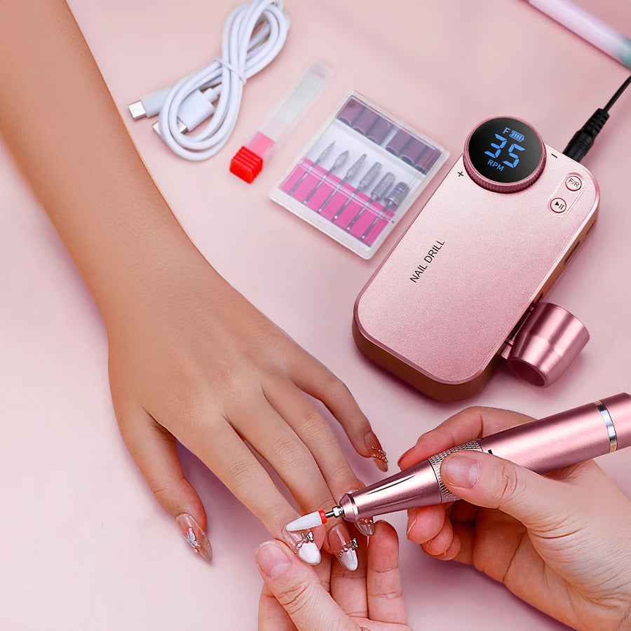 Duofu Professional Nail Drill  Portable Rechargeable Electric Nail File For Thick Acrylic Nails Salon Home Use