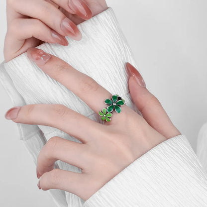 Bagues en argent sterling 925 pour femmes, couple, minimalistes, faites à la main, simples, avec feuille verte, bijoux fins, cadeau anti-allergie