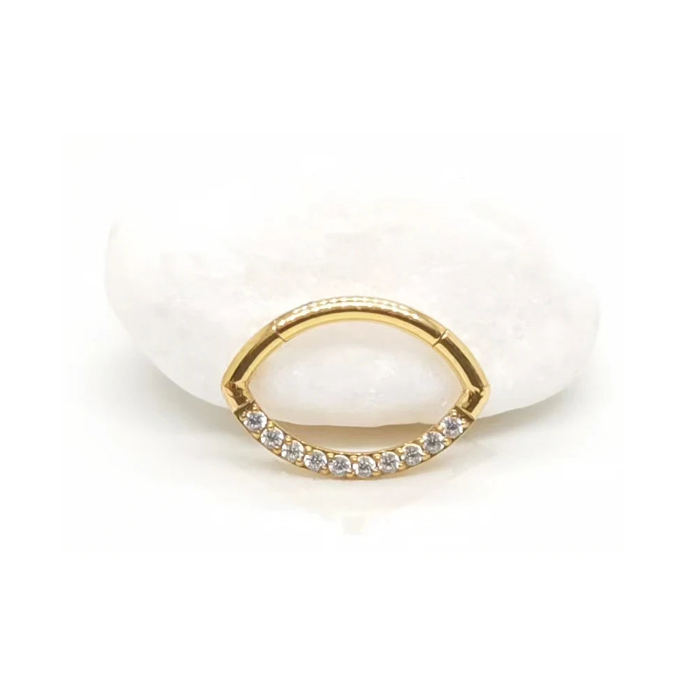 Anneaux de nez en titane G23, clicker de septum articulé, segment pour l'oreille, le tragus, le cartilage, l'hélix, le daith, le piercing labial, bijoux, boucles d'oreilles dorées