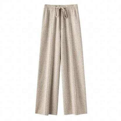 Wool Knitted Wide Leg Pants for Women in Autumn and Winter, with a Draping Feel and Straight Tube Wool Casual Woolen Pants