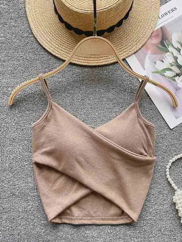 Débardeur Femme Élégant Chic et Mince, Camisole de Sport Décontractée Irrégulière, Bretelles, Couleur Unie, Tendance 2023 Y2K