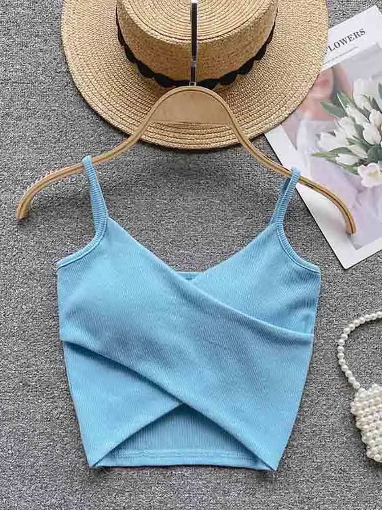 Débardeur Femme Élégant Chic et Mince, Camisole de Sport Décontractée Irrégulière, Bretelles, Couleur Unie, Tendance 2023 Y2K