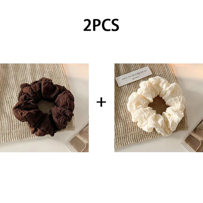 Simple Solid Color Large Intestine Hair Rope for Women Elegant High Ponytail Hair Rope Fashion Girl Meatball Head Scrunchie