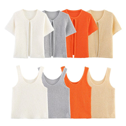 Vêtements féminins 2025 Nouveau style mode européenne et américaine, haut en tricot simple avec décoration de perles, gilet en tricot