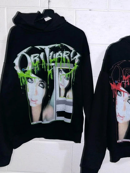 Sweats à capuche Droland Miller Scare Y2k Femme Gothique Punk Streetwear Grunge Haut Sweat-shirt Surdimensionné Harajuku Hip Hop Vêtements