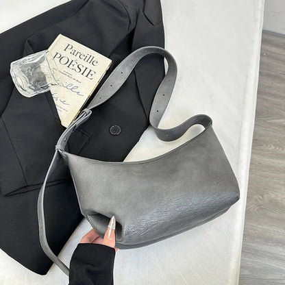 Small Designer Women's Black Bag Simple Retro Crossbody Bags Luxury Pu Leather Female Handbags Pure Color Bucket Shoulder Bags
