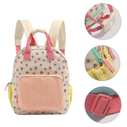 Sac à Dos Étudiant Imprimé Fraise Dopamine Grande Capacité Sac d'École Mignon pour Filles Cartable Doux pour Enfants de Maternelle