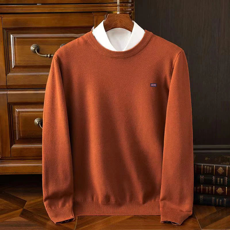 Winter New Men's 6XL Cashmere Cold Resistant Clothing Round Neck Solid Color Pullover Warm Sweaters Casual Pullover Logo Tops
