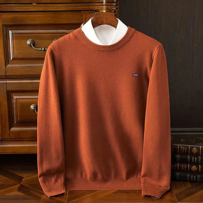 Winter New Men's 6XL Cashmere Cold Resistant Clothing Round Neck Solid Color Pullover Warm Sweaters Casual Pullover Logo Tops