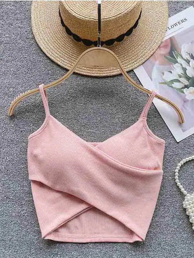 Débardeur Femme Élégant Chic et Mince, Camisole de Sport Décontractée Irrégulière, Bretelles, Couleur Unie, Tendance 2023 Y2K