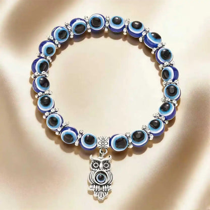 Turkish Evil Eye Bracelet for Men Women Blue Beaded Handmade Charm Jewelry with Butterfly Pendant Charm Bracelet Jewelry