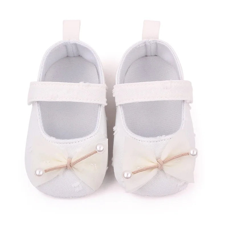 0-18months Baby Girls Bowknot Flats Soft Sole Shoes Non-Slip Princess Wedding Dress Walking Shoes For Newborn Girls