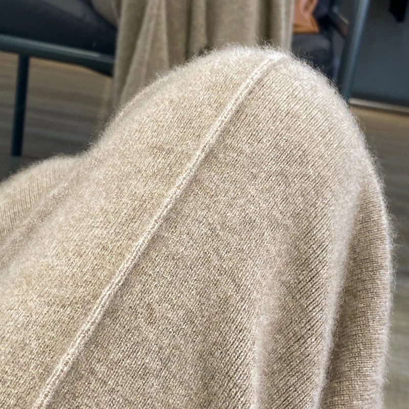 Wool Knitted Wide Leg Pants for Women in Autumn and Winter, with a Draping Feel and Straight Tube Wool Casual Woolen Pants
