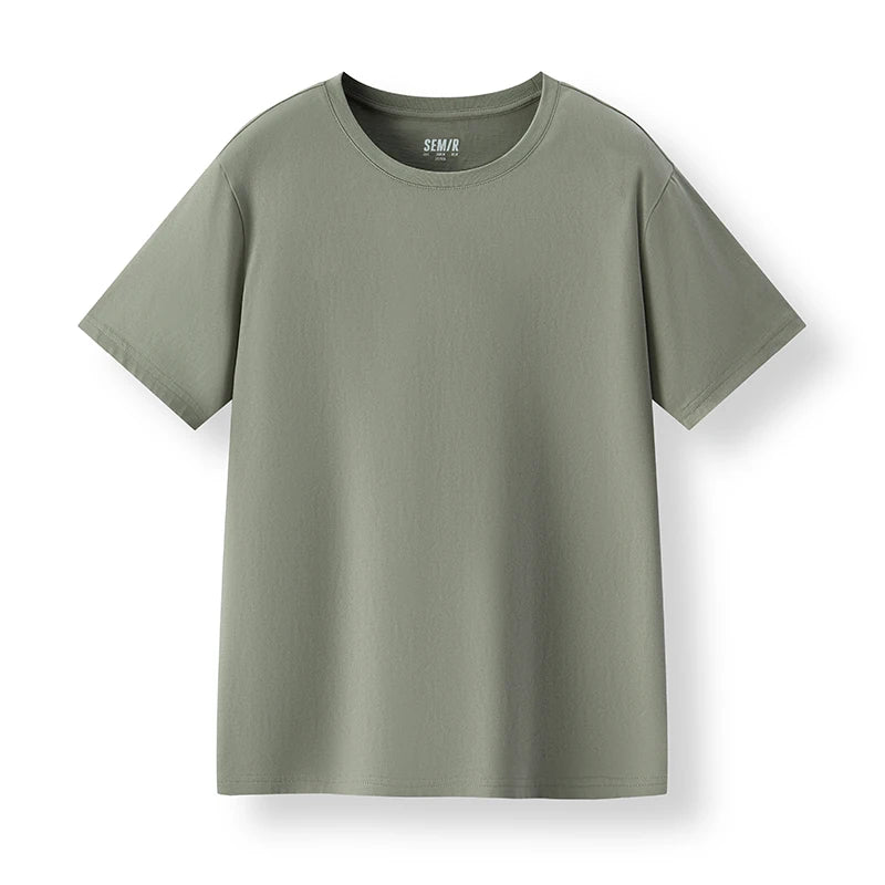 Semir Short Sleeve T-Shirt Men Pure Cotton Bottoming Shirt 2026 New Spring Solid Color Inner Layer Top Versatile White T-Shirt