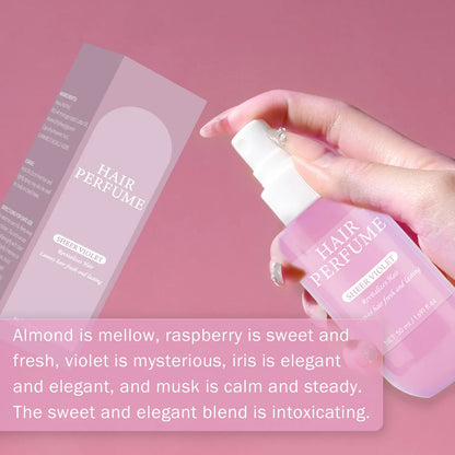 50ML Sheer Violet Hair Perfume for Women Clean Deodorizing Hair Spray & Body Mist Freshen Hair Body & Pillows Soft Musk Scent