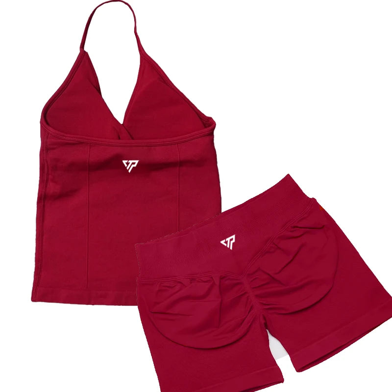 Ensembles 2 pièces Keep That Pump short haut tenues femme ensembles de yoga ensembles de sport soutien-gorge sans couture de haute qualité à lacets ensembles de sport anti-rayures