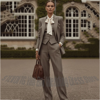 Women's 3 Piece Tailored Suit Peaked Lapel Blazer Matching Vest Pants Elegant Formal Business Office Outfit Professional Modern