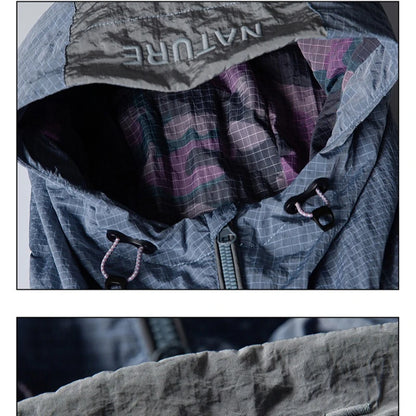 Mountain Outdoor Style Water - Resistant Hooded Jacket for Men, European & American Trendy Brand Trench - Coat Design With