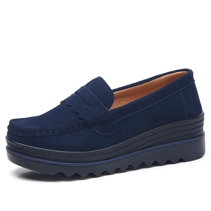 EOFK Printemps Automne Femmes Mocassins Plats Plateforme Dames Cuir Véritable Confort Compensées Mocassins Orthopédiques Chaussures Décontractées à Enfiler
