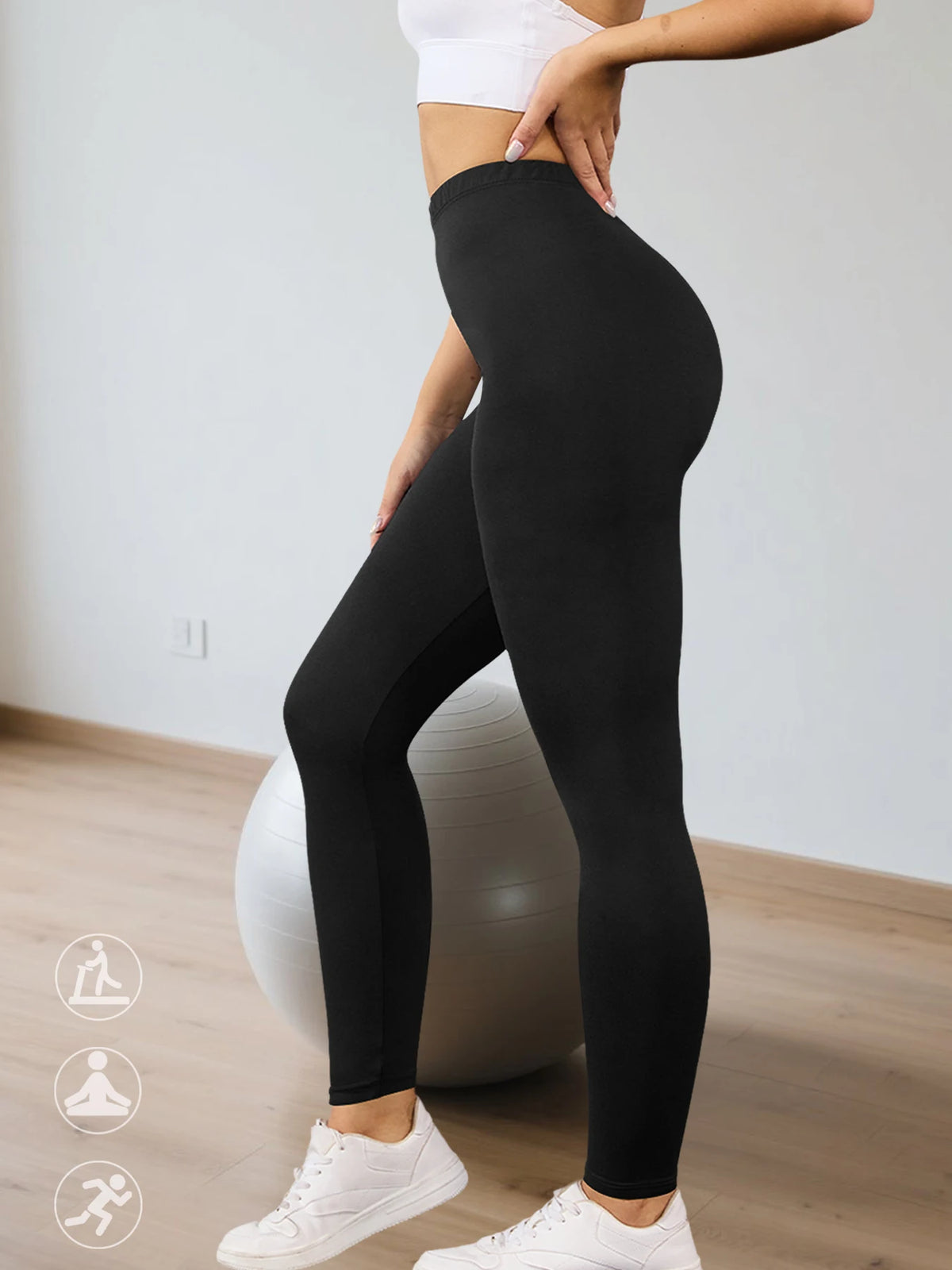 Low Rise Super Soft Leggings for Women - High Elasticity Stretchy Tights for Yoga Running Workout Casual Wear