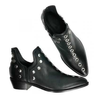 Grandes Tailles43 Bottines Femme Automne Hiver Nouvelles Bottes Courtes Polyvalentes Pointues à Rivets Personnalisées pour Femme