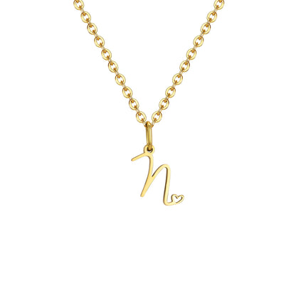 Dainty Heart Initial Necklace for Women, Gold Plated A-Z Letter Pendant, Waterproof Stainless Steel Monogram Jewelry, Personaliz