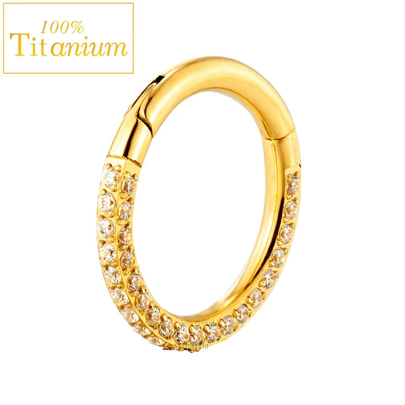 Anneaux de nez en titane G23, clicker de septum articulé, segment pour oreille, tragus, cartilage, hélix, daith, lèvre, bijoux de piercing, boucles d'oreilles dorées