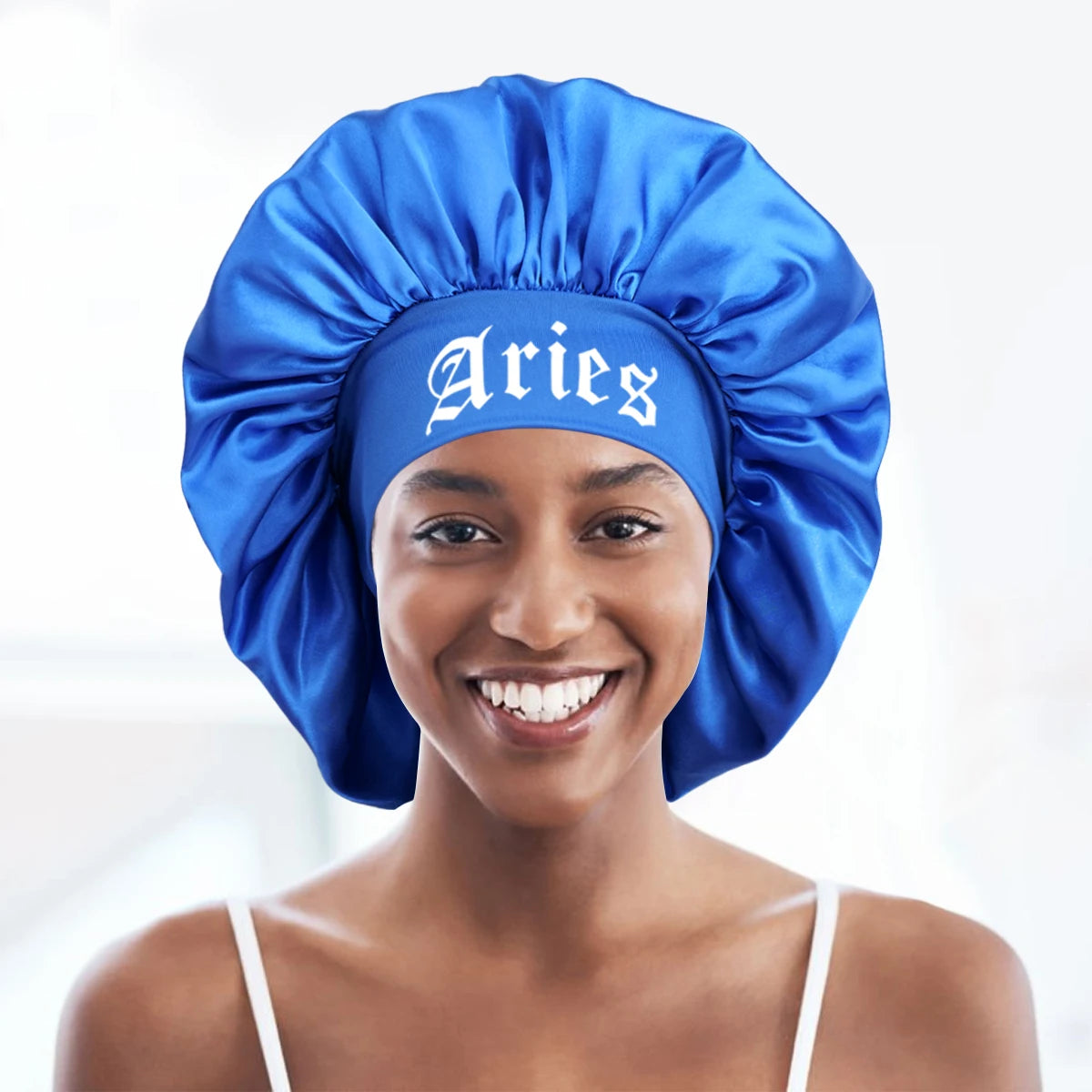 1PConstellation printing satin wide band sleep bonnet ,soft sleeping bonnet with wrap band,make up washing face daily use bonnet