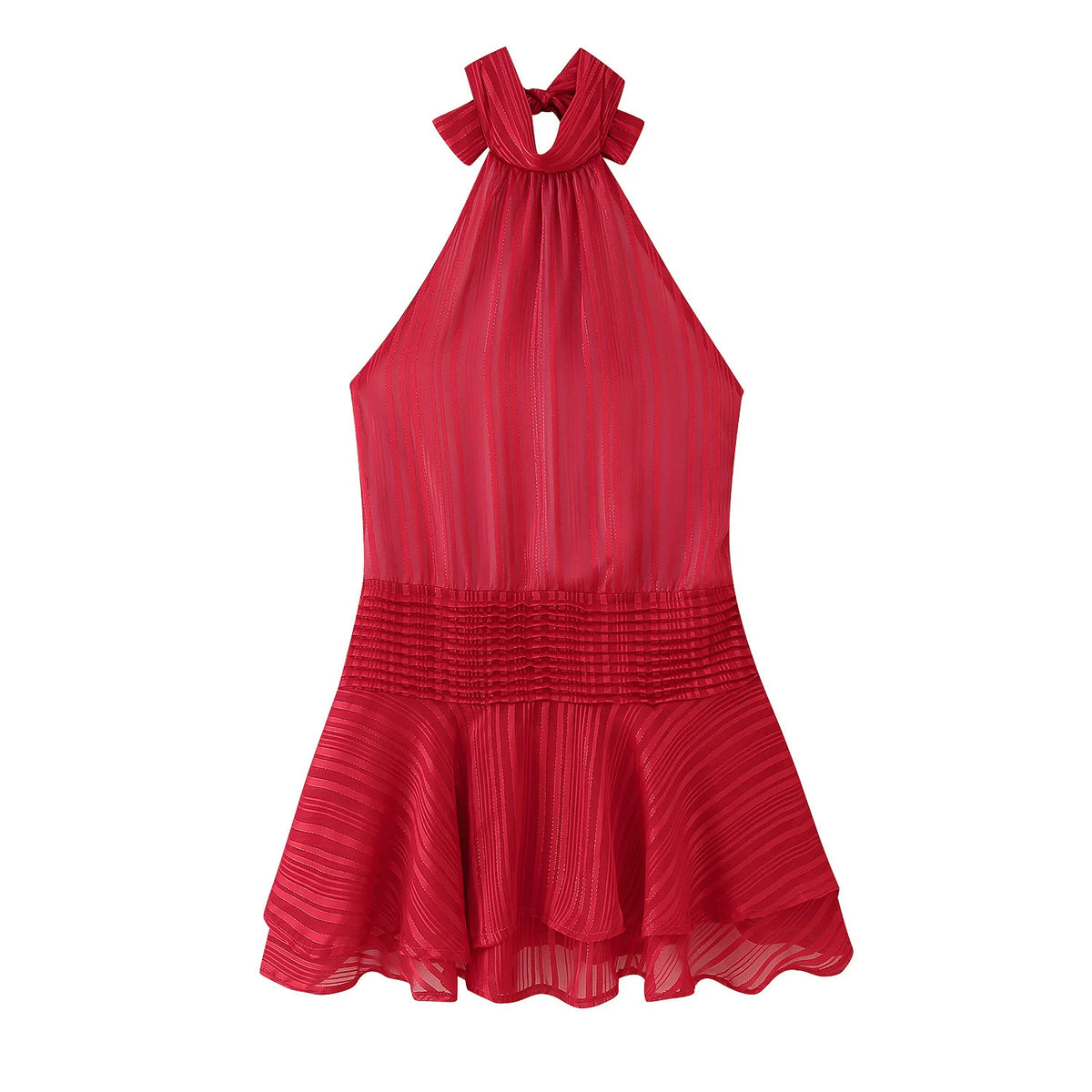 Elegant Woman's Chiffon Halter Mini Dresses 2025 Spring Summer Sexy Backless Wrapped Waist Lace Up Dress New Lady Party Vestidos