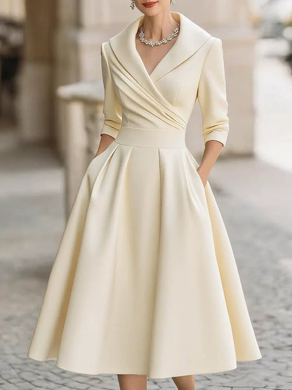 Robe de soirée longue élégante pour femme, nouveau style, col en V, taille cintrée, manches longues, pour un look amincissant et élégant