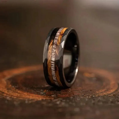 Bagues de mode en acier inoxydable argenté de 8 mm pour hommes, bagues incrustées de météorite en coquille d'ormeau rose pour hommes et femmes, bijoux de mariage
