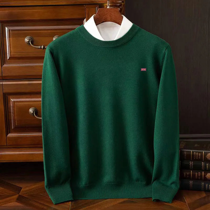 Winter New Men's 6XL Cashmere Cold Resistant Clothing Round Neck Solid Color Pullover Warm Sweaters Casual Pullover Logo Tops