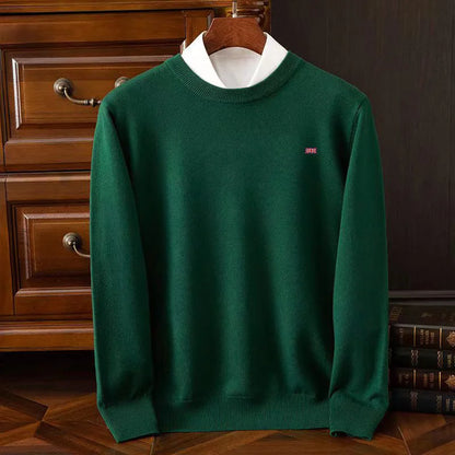 Winter New Men's 6XL Cashmere Cold Resistant Clothing Round Neck Solid Color Pullover Warm Sweaters Casual Pullover Logo Tops