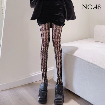 Woman Girls Fashion Punk Gothic  Fishnet Stockings Snake Skull Striped Mesh Tights Panties Lolita Plus Size Pantyhose Leggings