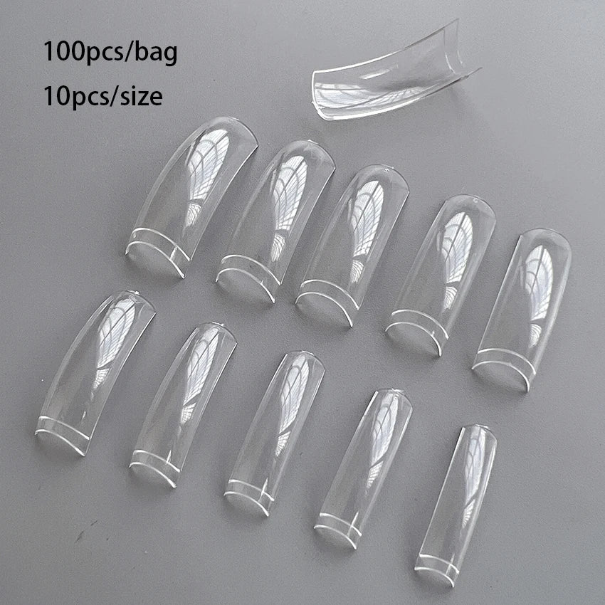 100pcs Long Nail French Tips Special Shape for Gel Nail /Acrylic Nails